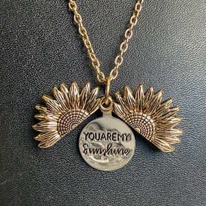 Sunflower “You Are My Sunshine “Locket Pendant Necklace